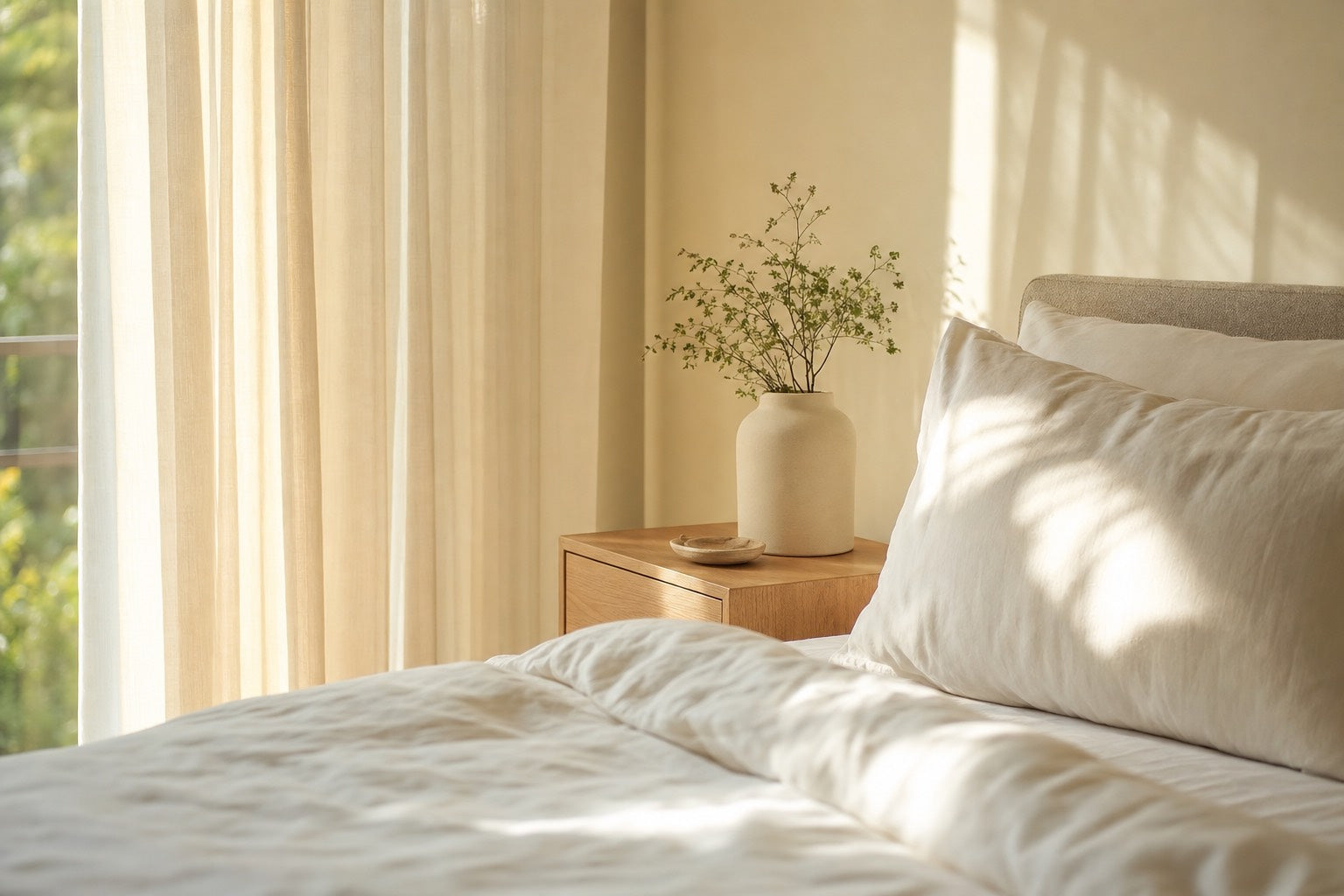 Ritmo circadiano: luce naturale del mattino che entra in camera da letto, il segnale che sincronizza l'orologio biologico